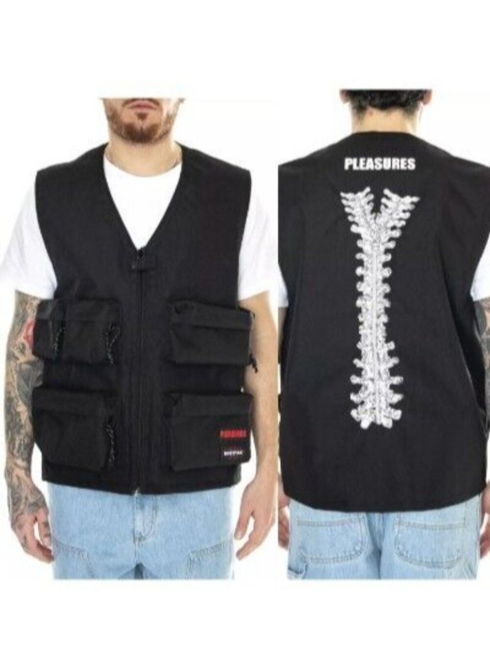 Men's Eastpak Pleasures Vest Spine Black Pockets JS0A85PM Size M